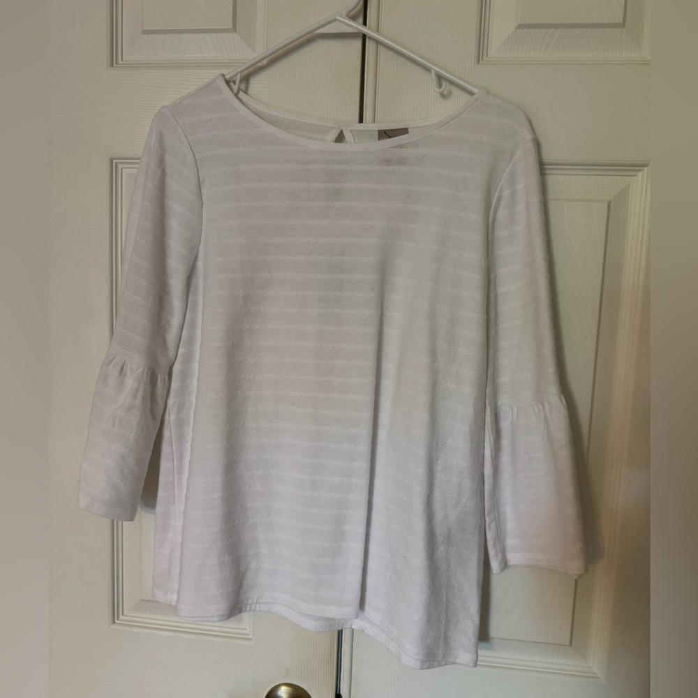 Chico's White 3/4 Sleeve Boxy Blouse
